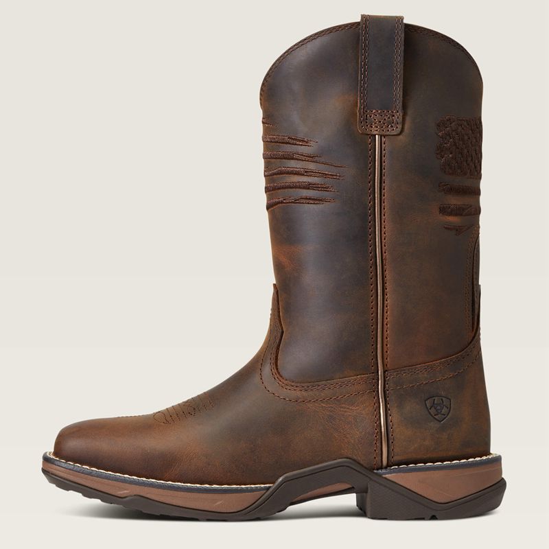 Distressed Brown Ariat Anthem Patriot Western Boot | 90VHPNUMR