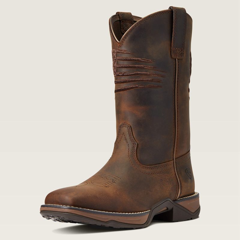 Distressed Brown Ariat Anthem Patriot Western Boot | 90VHPNUMR