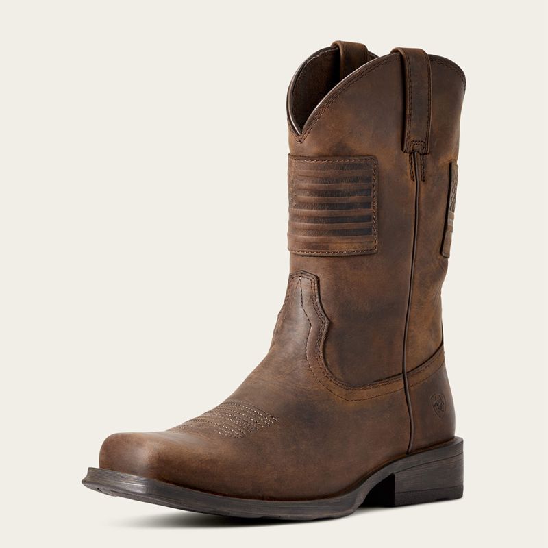 Distressed Brown Ariat Rambler Patriot Western Boot | 64NVUWCAP