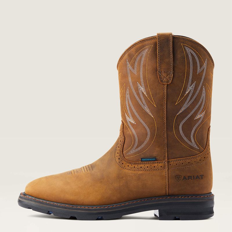 Distressed Brown Ariat Sierra Shock Shield Waterproof Work Boot | 74AWPDNUX