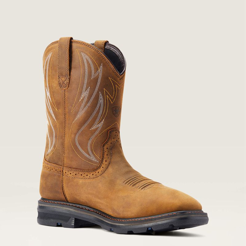 Distressed Brown Ariat Sierra Shock Shield Waterproof Work Boot | 74AWPDNUX