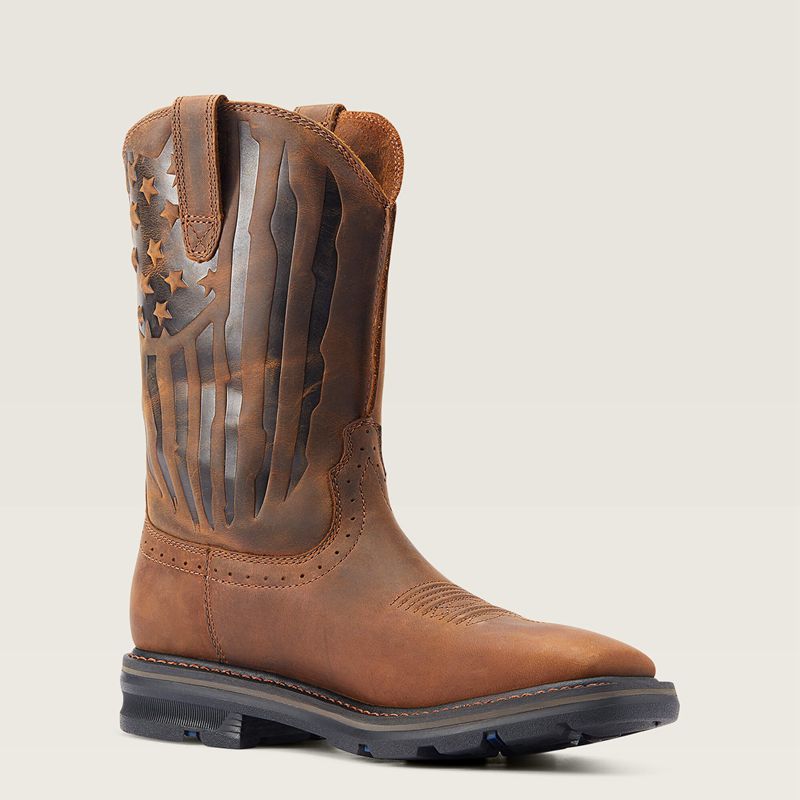 Distressed Brown Ariat Sierra Shock Shield Patriot Work Boot | 29XGDAZQV