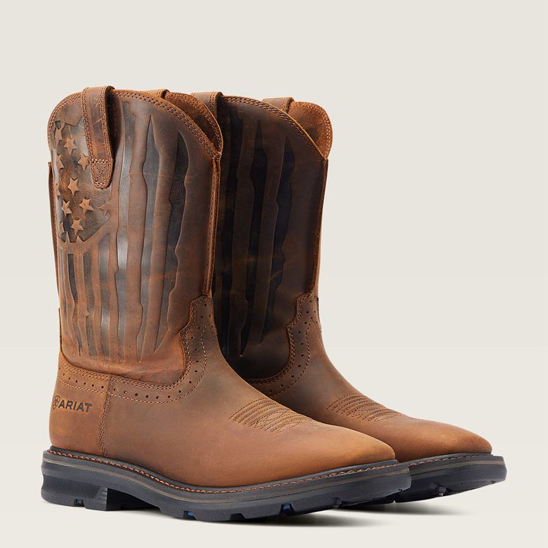 Distressed Brown Ariat Sierra Shock Shield Patriot Work Boot | 29XGDAZQV