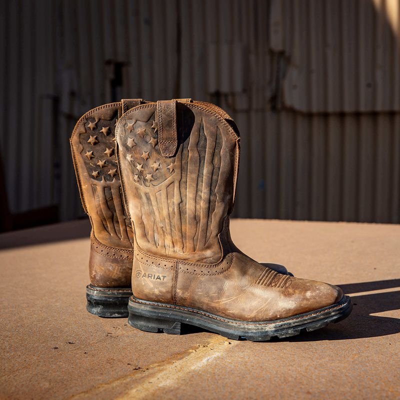 Distressed Brown Ariat Sierra Shock Shield Patriot Work Boot | 29XGDAZQV