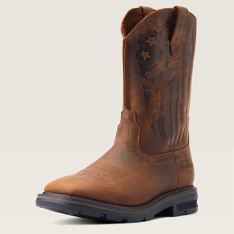 Distressed Brown Ariat Sierra Shock Shield Patriot Work Boot | 29XGDAZQV