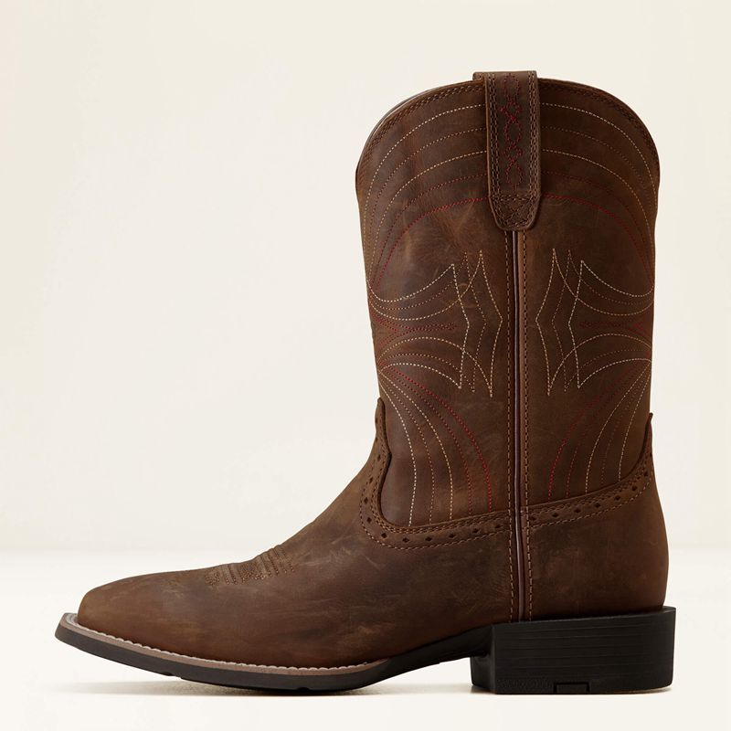 Distressed Brown Ariat Sport Wide Square Toe Cowboy Boot | 90GCFBUDL