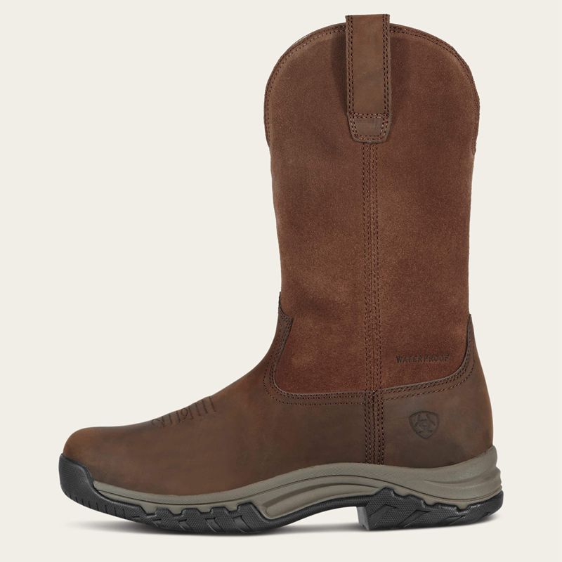 Distressed Brown Ariat Terrain Pull On Waterproof Boot | 82PHTXNAK