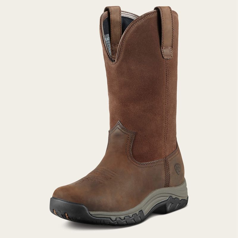 Distressed Brown Ariat Terrain Pull On Waterproof Boot | 82PHTXNAK