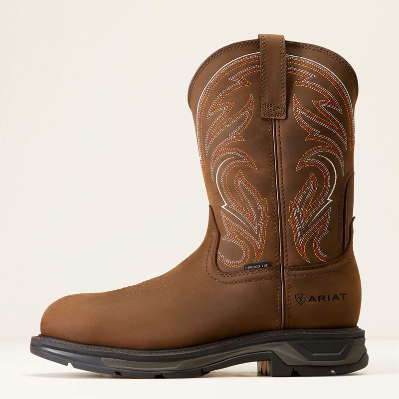 Distressed Brown Ariat Workhog Xt Carbon Toe Work Boot | 74XKJDTRE