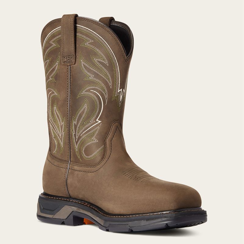 Distressed Brown Ariat Workhog Xt Cottonwood Carbon Toe Work Boot | 19PDZHQAO