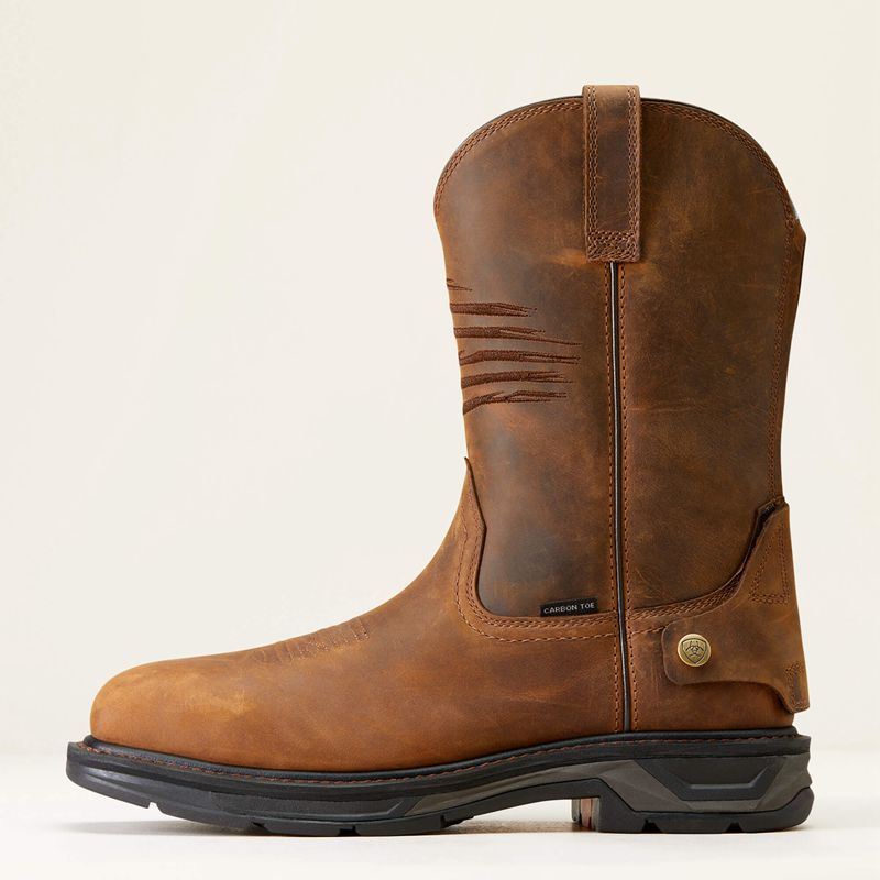 Distressed Brown Ariat Workhog Xt Patriot Ez Zip Carbon Toe Work Boot | 90MTOCEHR