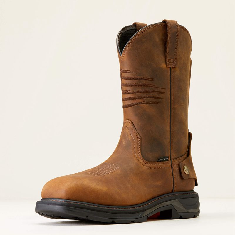 Distressed Brown Ariat Workhog Xt Patriot Ez Zip Carbon Toe Work Boot | 90MTOCEHR