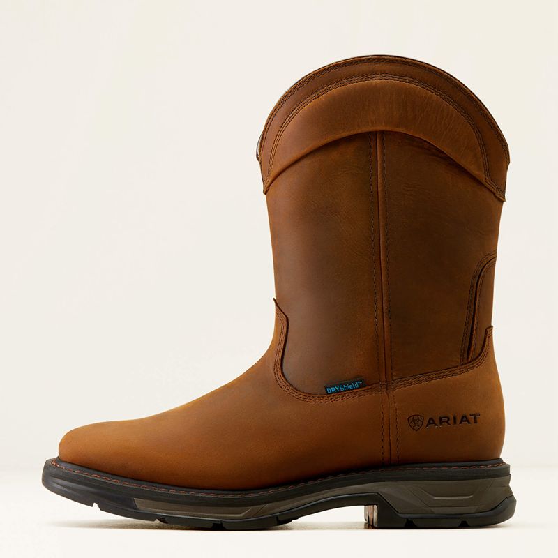 Distressed Brown Ariat Workhog Xt Wellington Waterproof Work Boot | 62DITJHBE