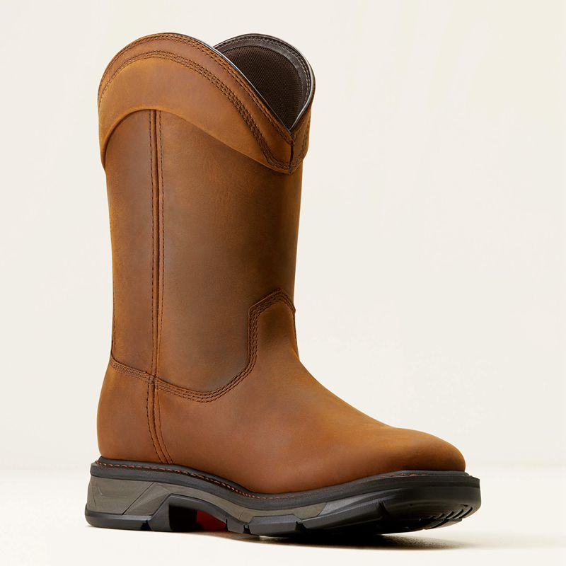 Distressed Brown Ariat Workhog Xt Wellington Waterproof Work Boot | 62DITJHBE