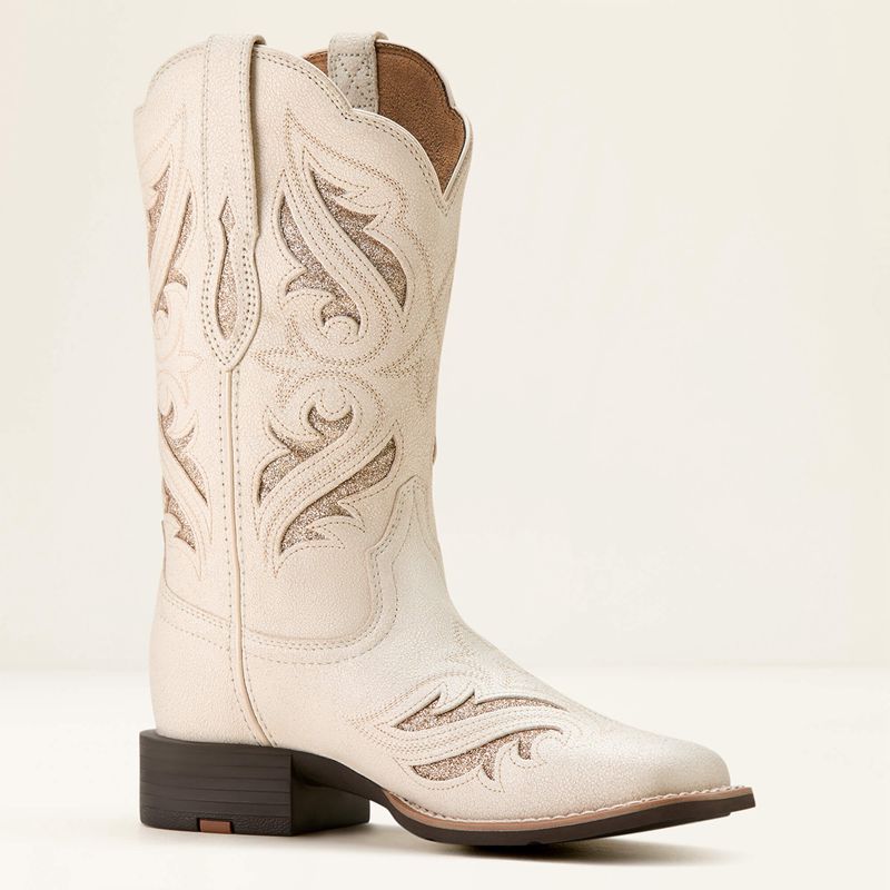 Distressed Ivory Ariat Round Up Bliss Western Boot | 04QCTVZXS