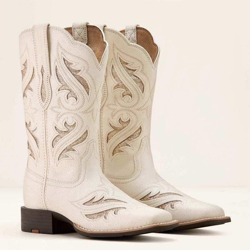 Distressed Ivory Ariat Round Up Bliss Western Boot | 04QCTVZXS