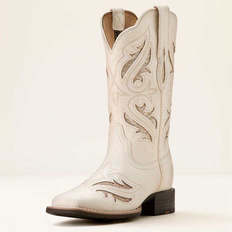 Distressed Ivory Ariat Round Up Bliss Western Boot | 04QCTVZXS