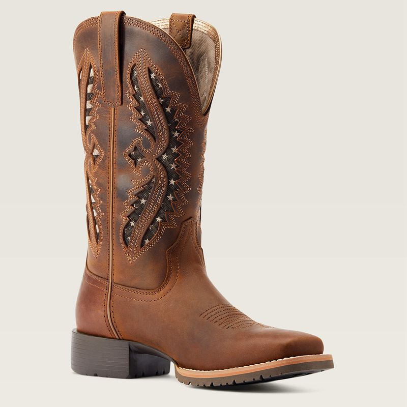 Distressed Tan Ariat Hybrid Rancher Venttek 360° Western Boot | 04HZBJPVE