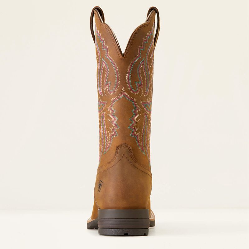 Distressed Tan Ariat Hybrid Ranchwork Western Boot | 87ONBYRKC