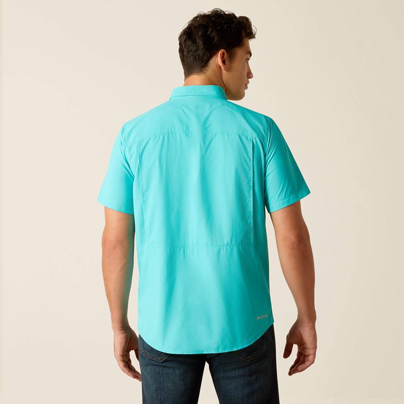 Drift Turquoise Ariat Venttek Outbound Fitted Shirt | 23FAZMLIH