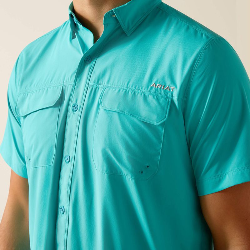 Drift Turquoise Ariat Venttek Outbound Fitted Shirt | 23FAZMLIH