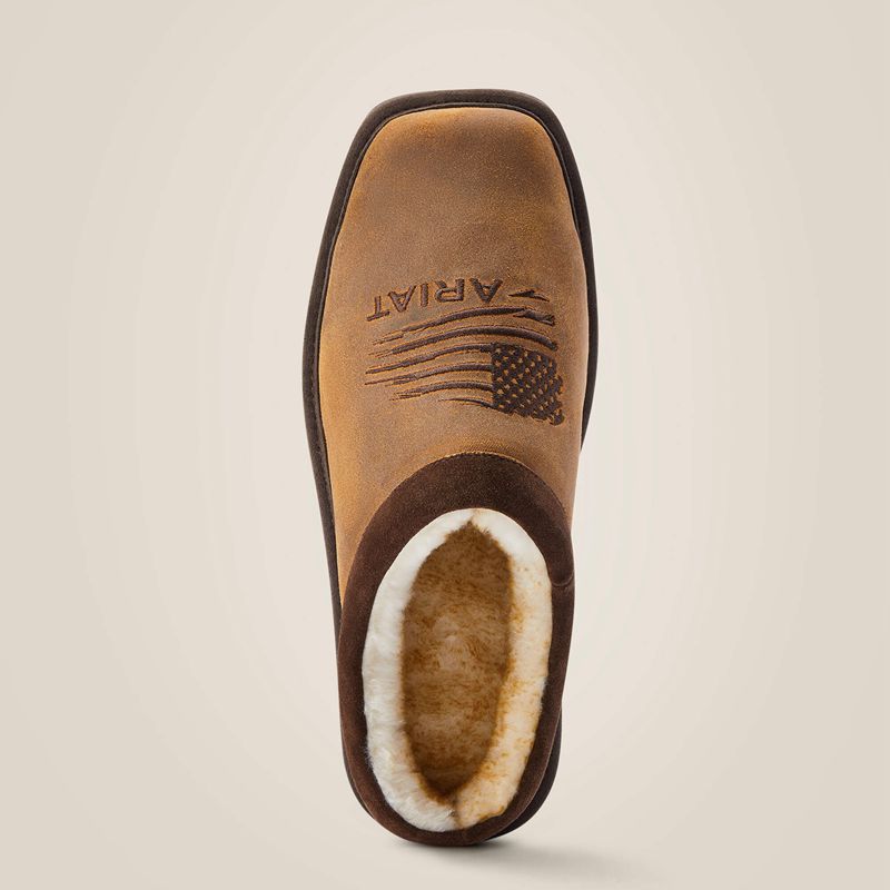 Dusty Bown Suede Ariat Patriot Square Toe Slipper | 93JNYCVPF