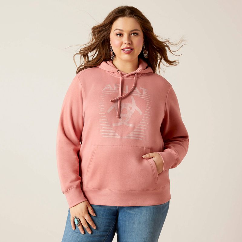 Dusty Rose Ariat Real Fading Lines Hoodie | 05IJXHCVS