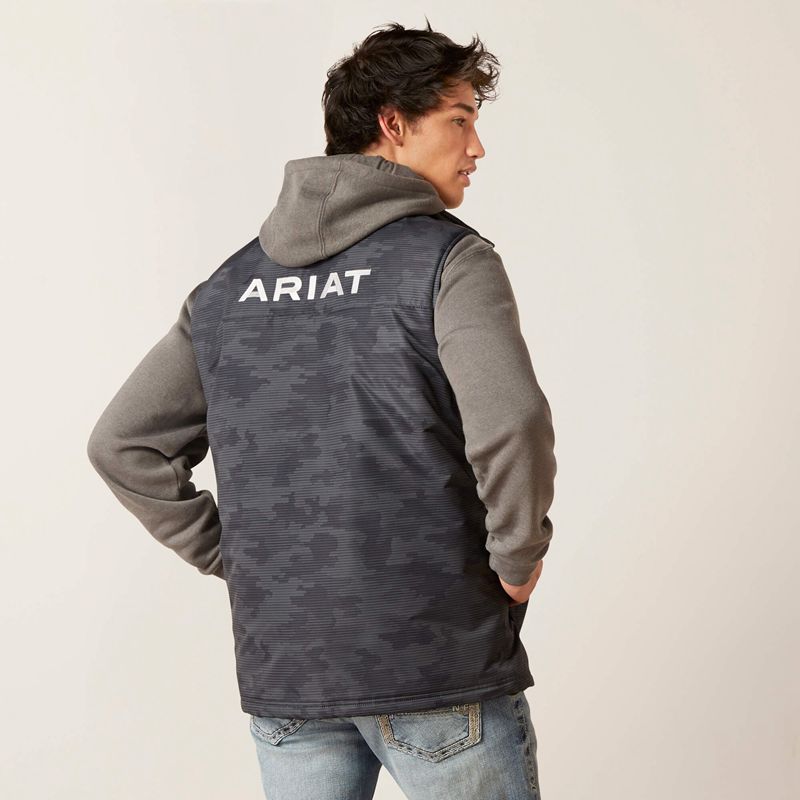 Ebony Camo Ariat Team Logo Insulated Vest | 90RDFGHUJ