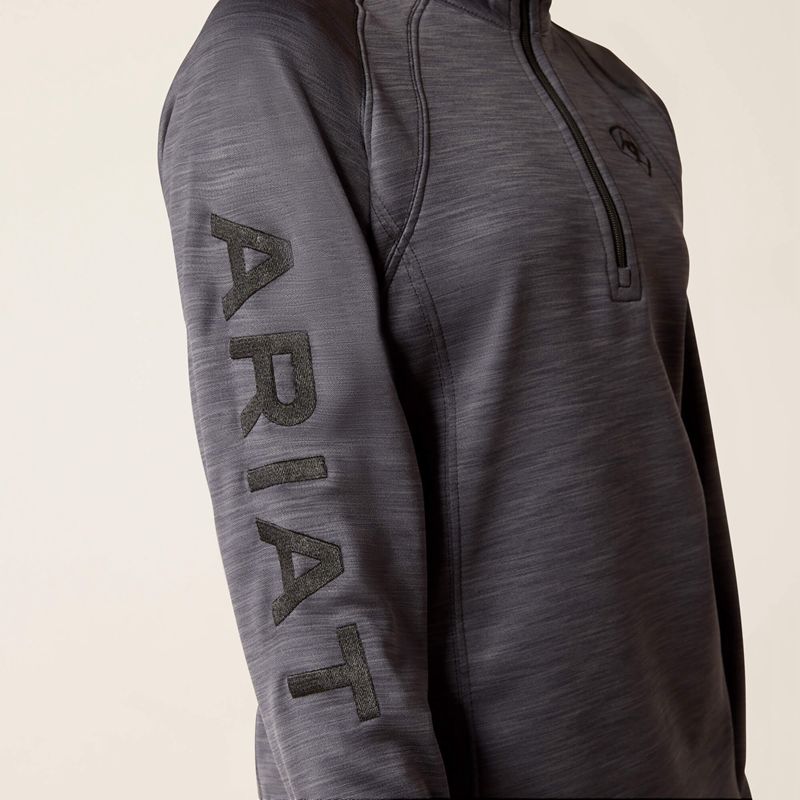 Ebony Grey Ariat Tek Team 1/2 Zip Sweatshirt | 34YFQKGLW