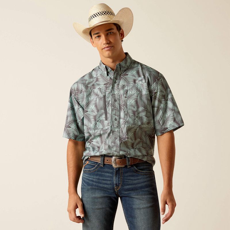 Ebony Grey Ariat Venttek Classic Fit Shirt | 95EBKRLPC