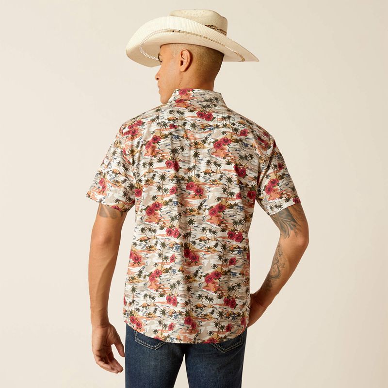 Egret Ariat Hakeem Retro Fit Shirt | 69SYEGJDU