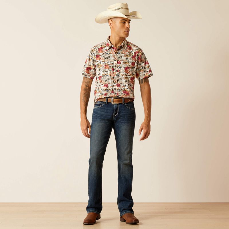 Egret Ariat Hakeem Retro Fit Shirt | 69SYEGJDU