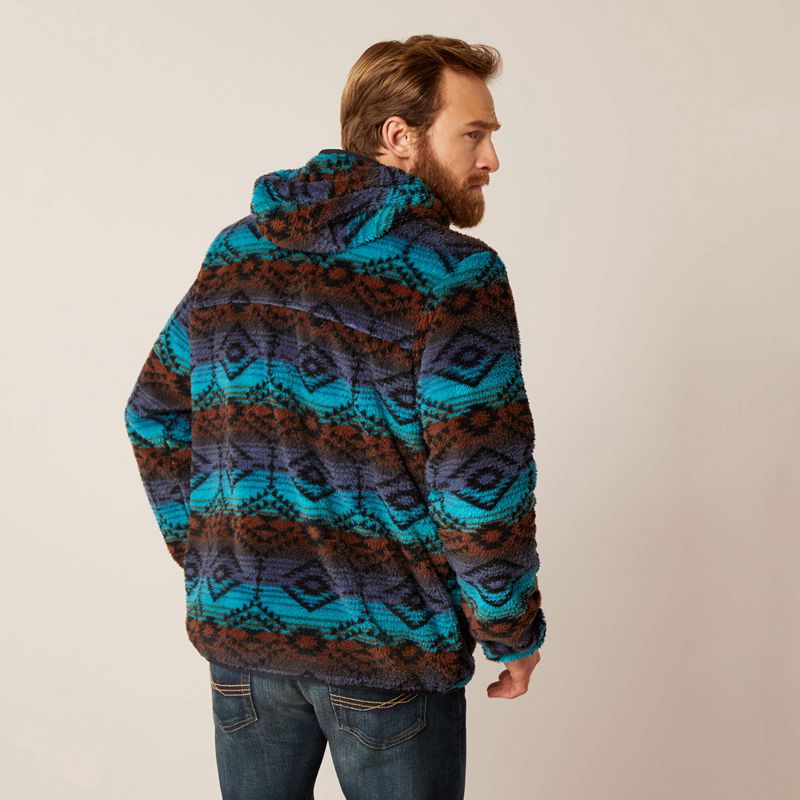 Enamel Blue Serape Ariat Polar Bear Fleece Hoodie | 17ITDNWRF