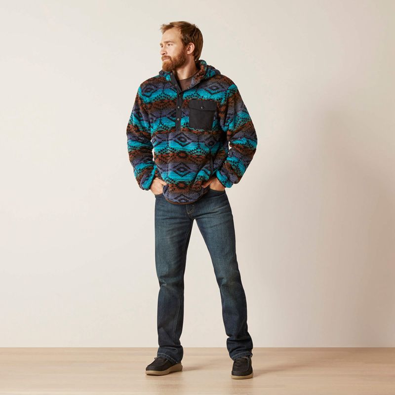 Enamel Blue Serape Ariat Polar Bear Fleece Hoodie | 17ITDNWRF