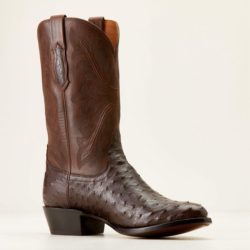 Espresso Full Quill Ostrich Ariat Bench Made James Western Boot | 42ESVIFKB