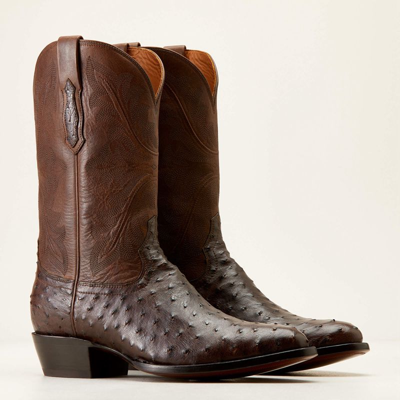 Espresso Full Quill Ostrich Ariat Bench Made James Western Boot | 42ESVIFKB