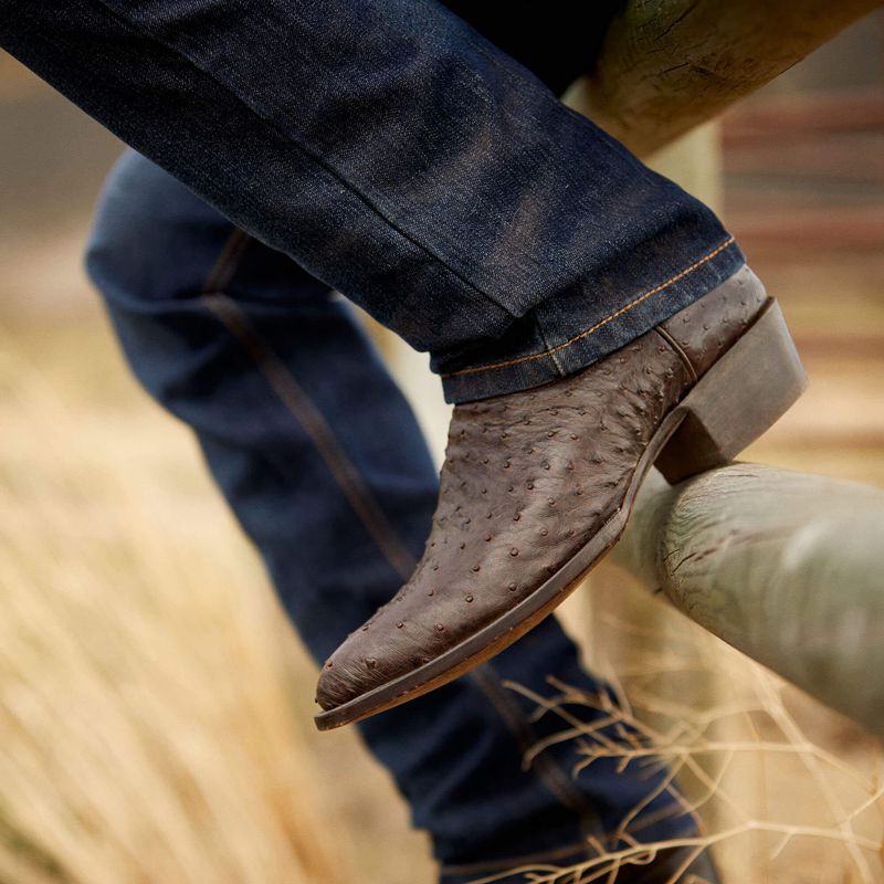 Espresso Full Quill Ostrich Ariat Bench Made James Western Boot | 42ESVIFKB