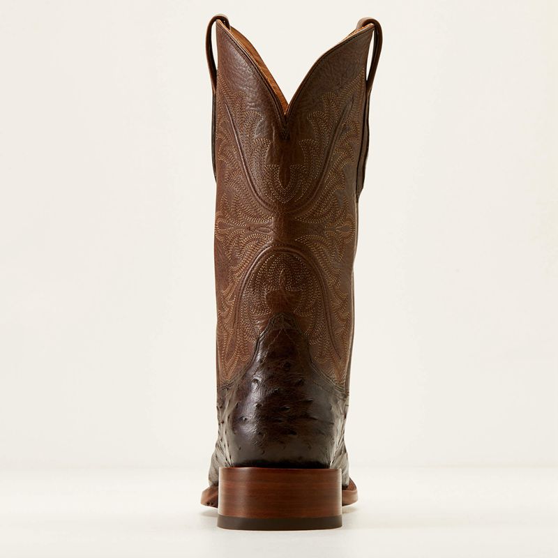 Espresso Full Quill Ostrich Ariat Bench Made Bassett Western Boot | 84ZCNTVJY