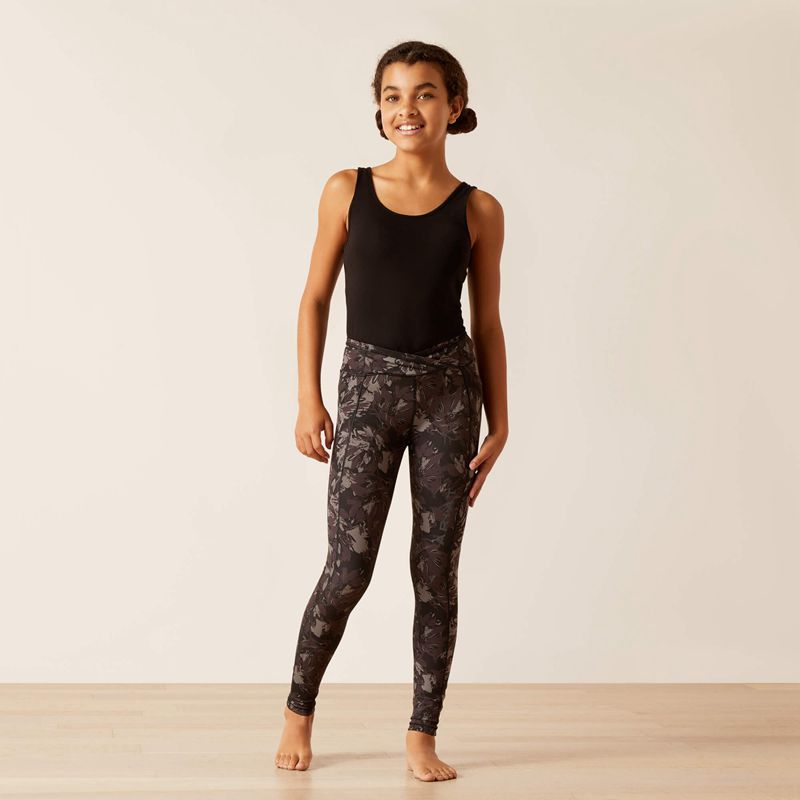 Exploded Black Floral Ariat Eos Etch Half Grip Tight | 28VPDUIHF