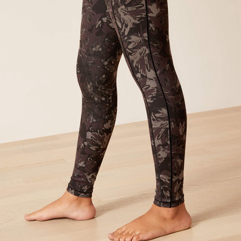 Exploded Black Floral Ariat Eos Etch Half Grip Tight | 28VPDUIHF