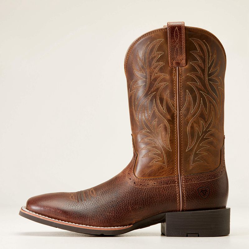 Fiddle Brown Ariat Sport Wide Square Toe Cowboy Boot | 46UGBADOL