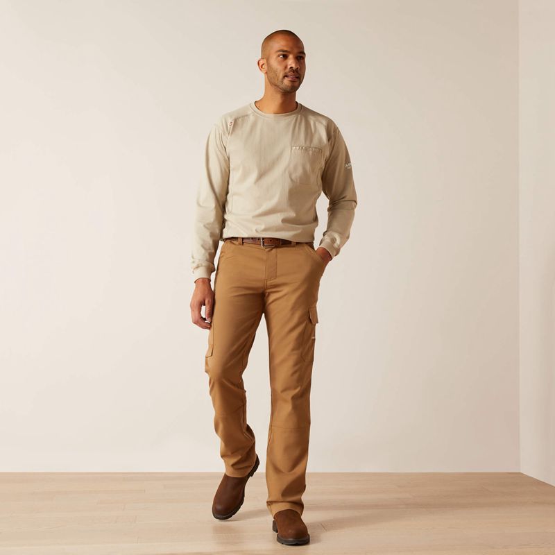 Field Khaki Ariat Fr M7 Slim Durastretch Duralight Twill Straight Pant | 87QPABFMK