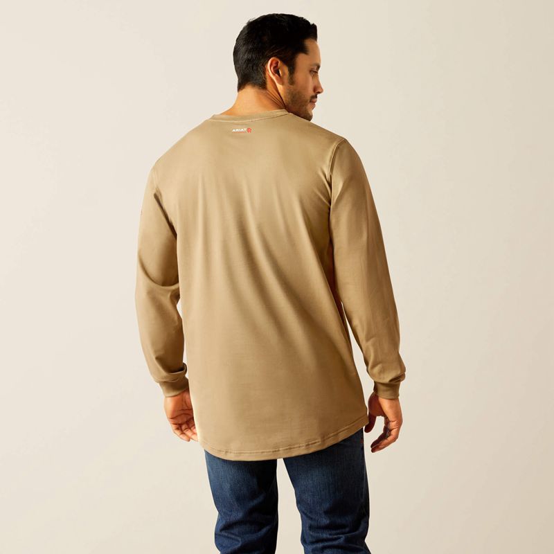 Field Khaki Ariat Fr Pima T-Shirt | 73GJDCIHQ