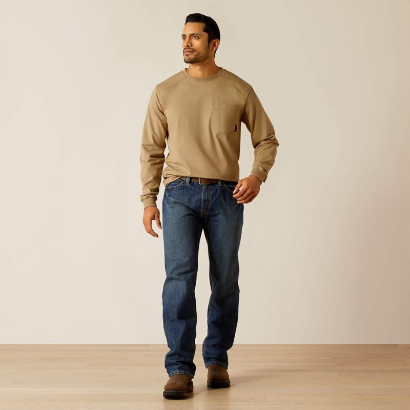 Field Khaki Ariat Fr Pima T-Shirt | 73GJDCIHQ