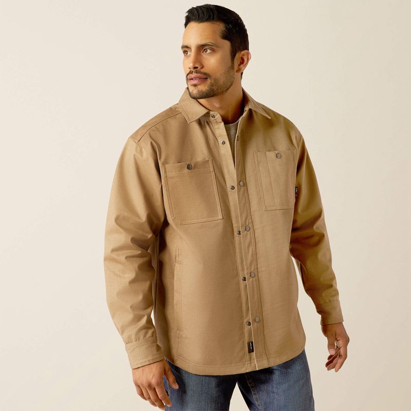 Field Khaki Ariat Fr Ripstop Softshell Shirt Jacket | 60PQCTXHI