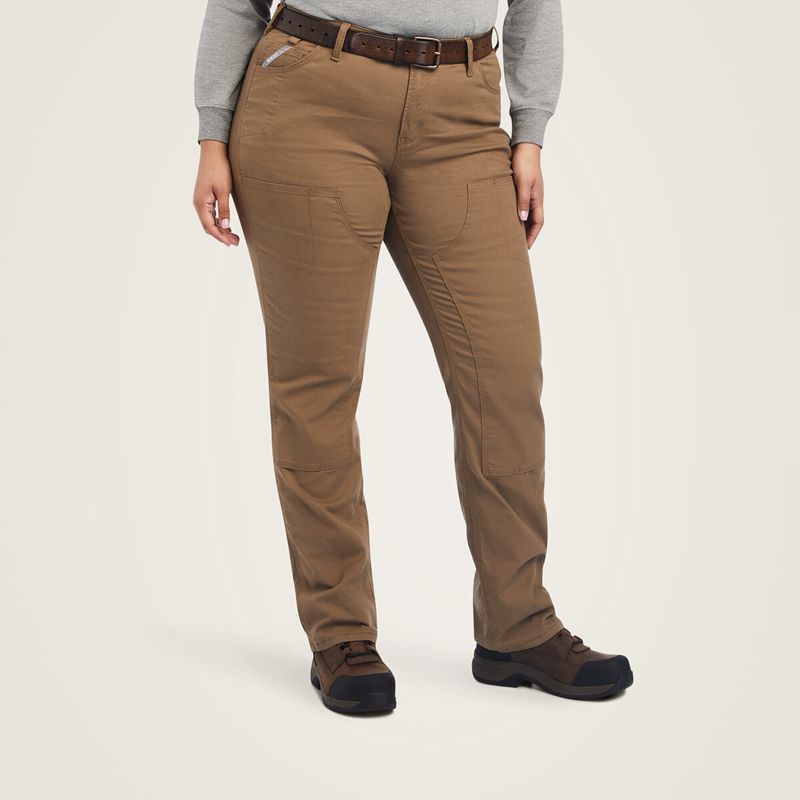 Field Khaki Ariat Rebar Durastretch Made Tough Double Front Pant | 19GCRTXPZ