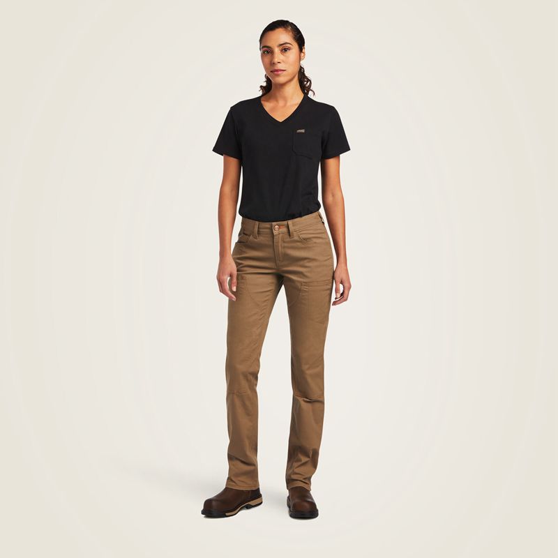 Field Khaki Ariat Rebar Durastretch Made Tough Double Front Pant | 19GCRTXPZ