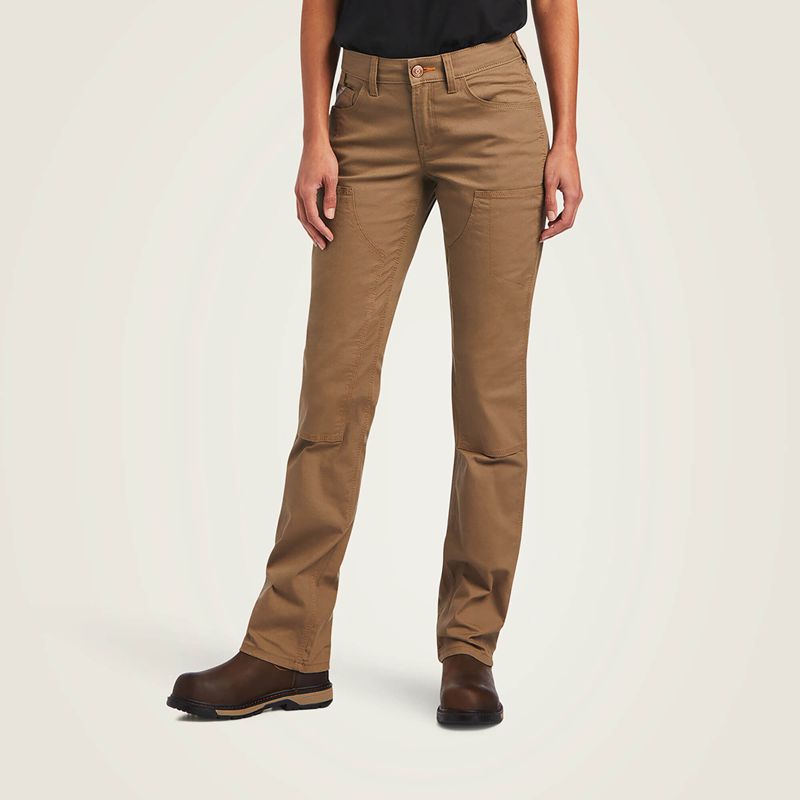 Field Khaki Ariat Rebar Durastretch Made Tough Double Front Pant | 19GCRTXPZ