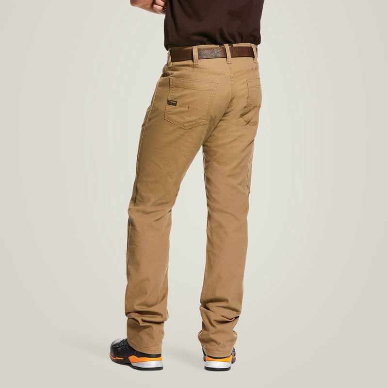 Field Khaki Ariat Rebar M4 Low Rise Durastretch Made Tough Stackable Straight Leg Pant | 70AVOKUTD