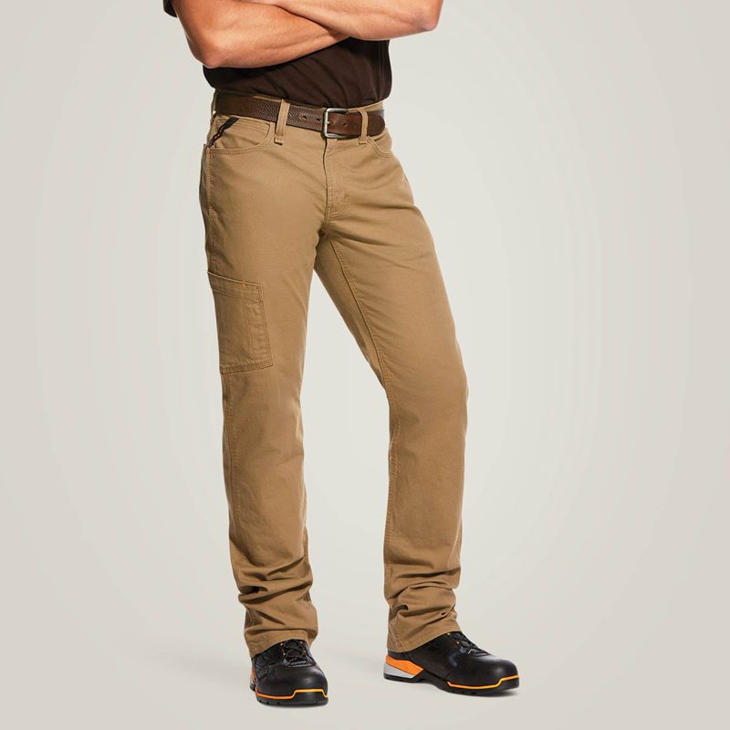 Field Khaki Ariat Rebar M4 Low Rise Durastretch Made Tough Stackable Straight Leg Pant | 70AVOKUTD